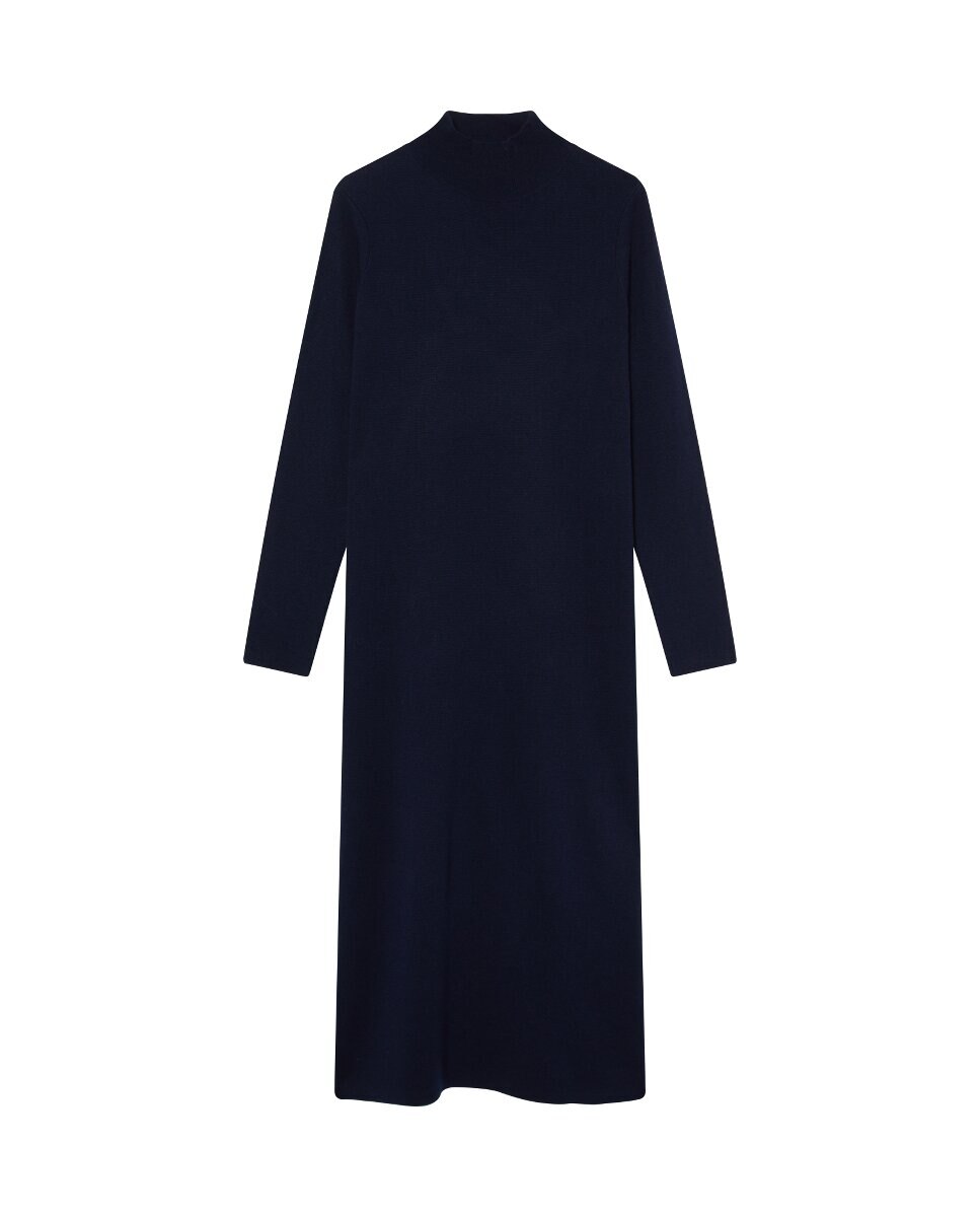 Imagen 0 de Vestido de punto midi con cuello alto y manga larga.