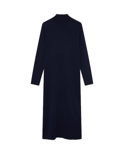 Imagen 0 de Vestido de punto midi con cuello alto y manga larga.