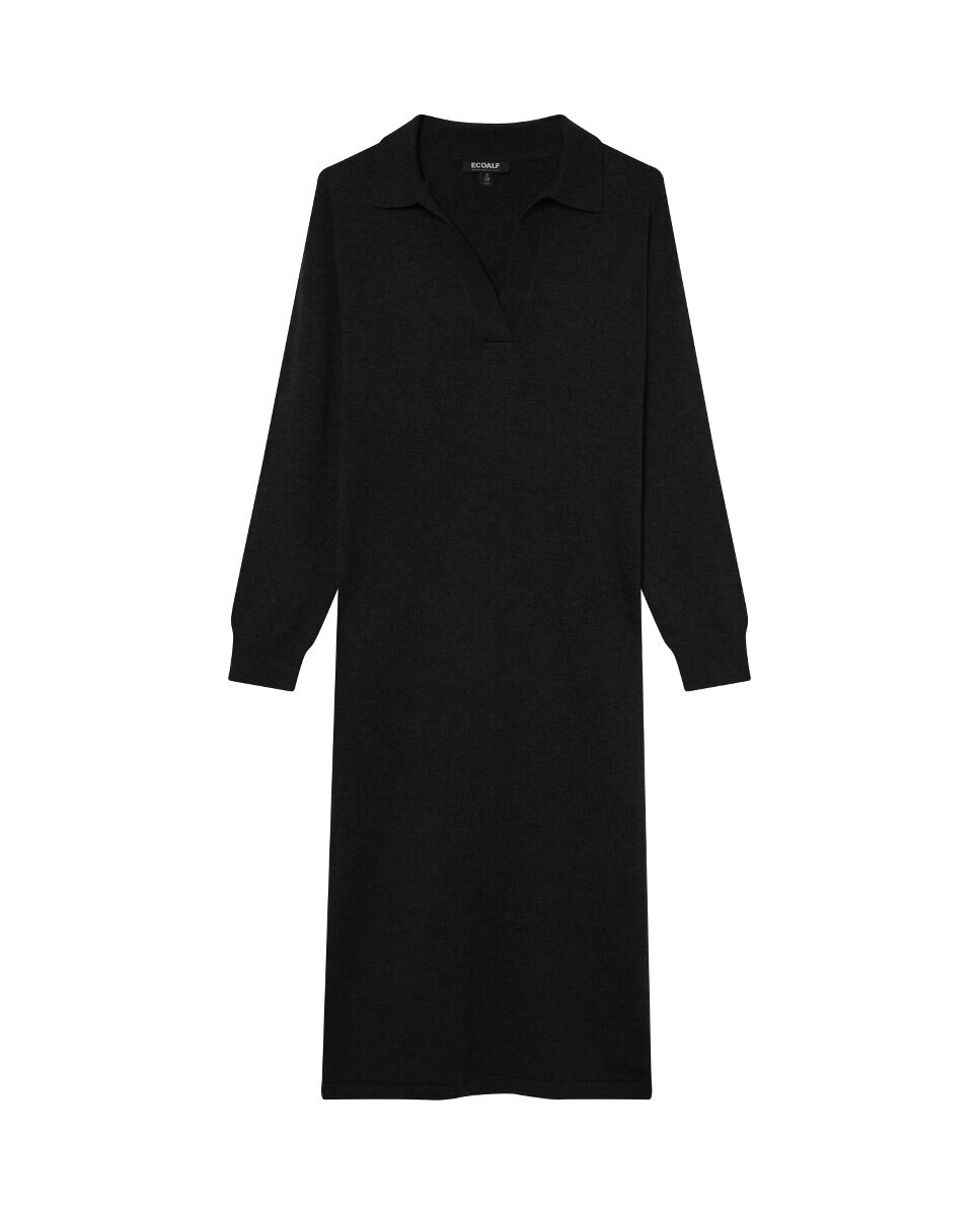 Imagen 0 de Vestido de punto con cuello tipo polo y manga larga.