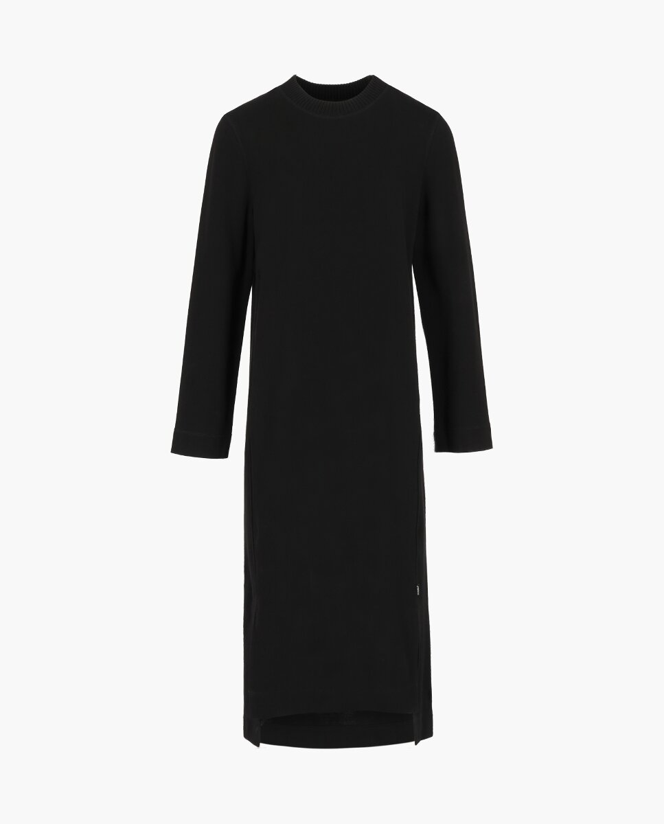 Imagen 0 de Vestido de punto con cuello redondo, manga larga y aberturas laterales.