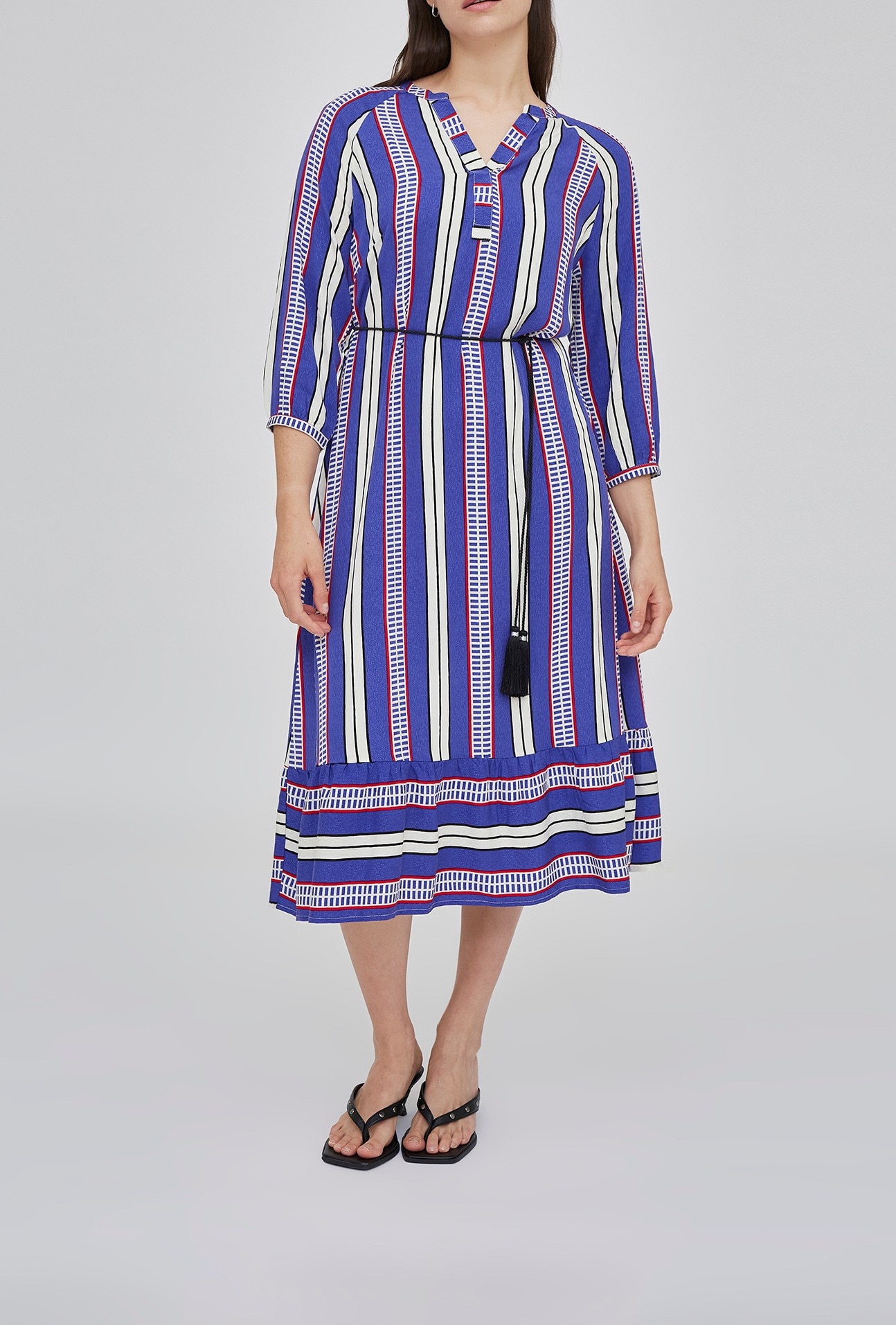 Imagen 0 de Vestido de mujer rayas largo midi