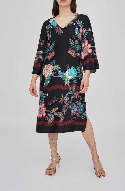 Imagen 0 de Vestido de mujer largo midi estampado con manga 3/4
