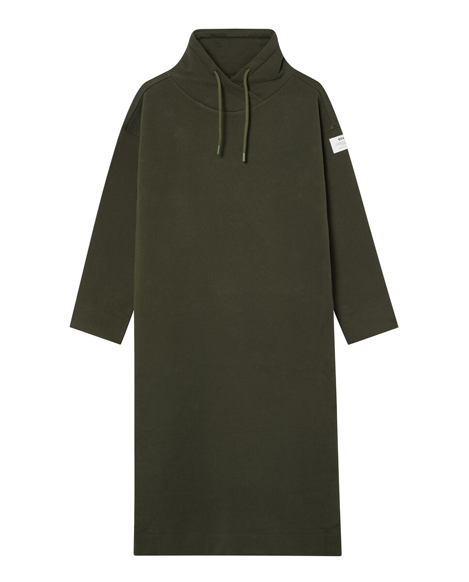 Imagen 0 de Vestido tipo sudadera con capucha y cordones ajustables y manga larga.