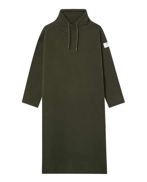 Imagen 0 de Vestido tipo sudadera con capucha y cordones ajustables y manga larga.