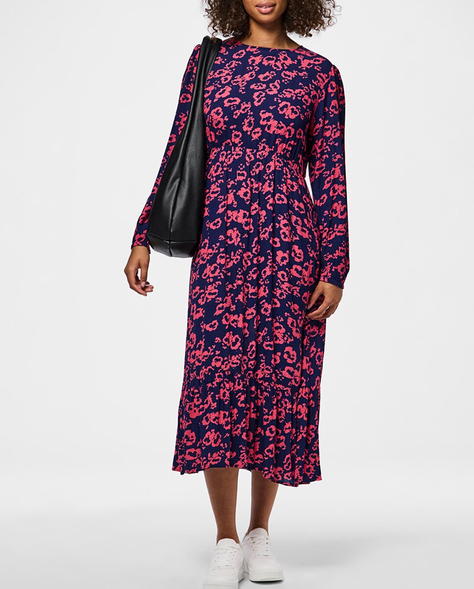 Imagen 0 de Vestido midi de flores y manga larga