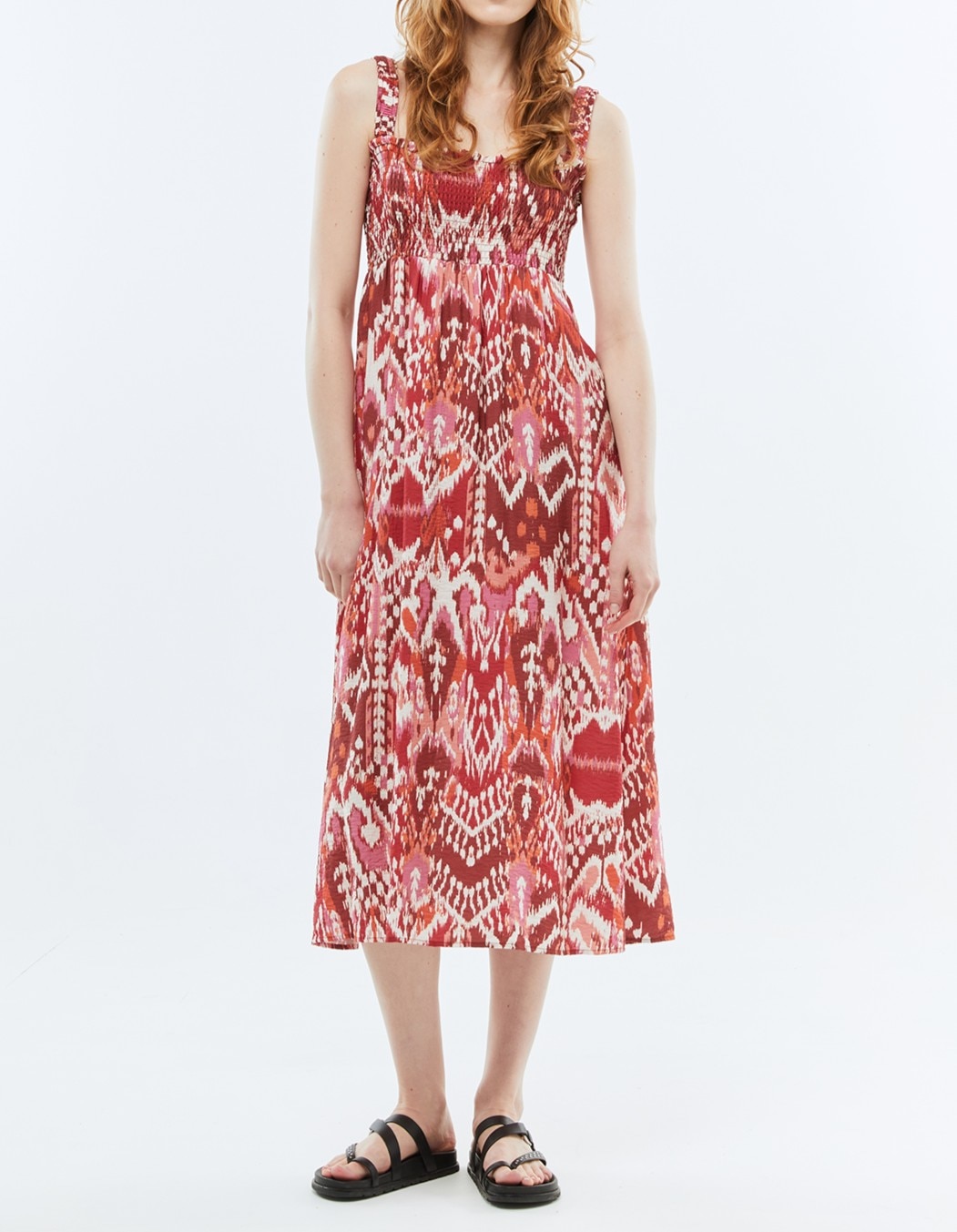 Imagen 0 de Vestido midi estampado, de tirantes.