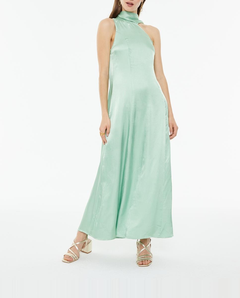 Imagen 0 de Vestido de mujer largo de fiesta asimétrico con pañuelo escote