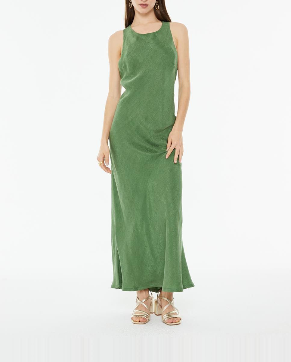 Imagen 0 de Vestido de mujer largo ajustado tejido jaquard con escote halter