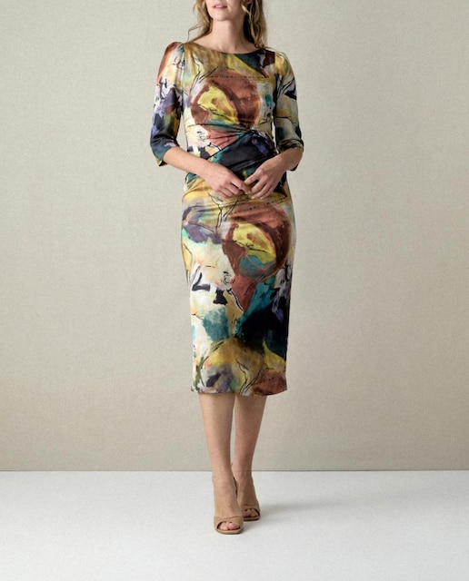 Imagen 0 de Vestido nudo en cintura m 3/4 estampado