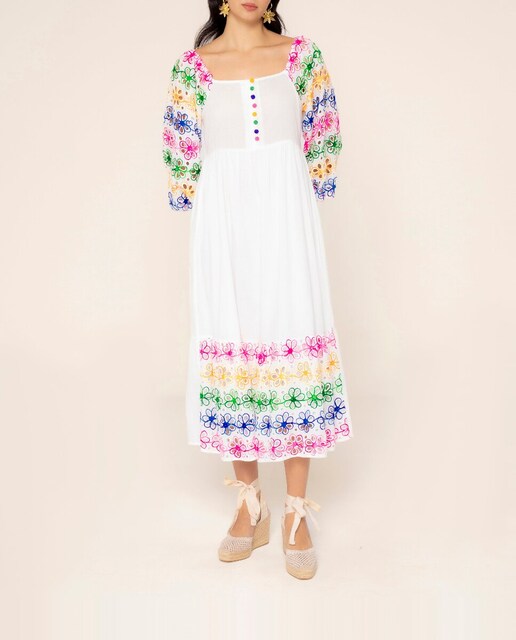 Imagen 0 de Vestido largo con flores bordadas Olivia
