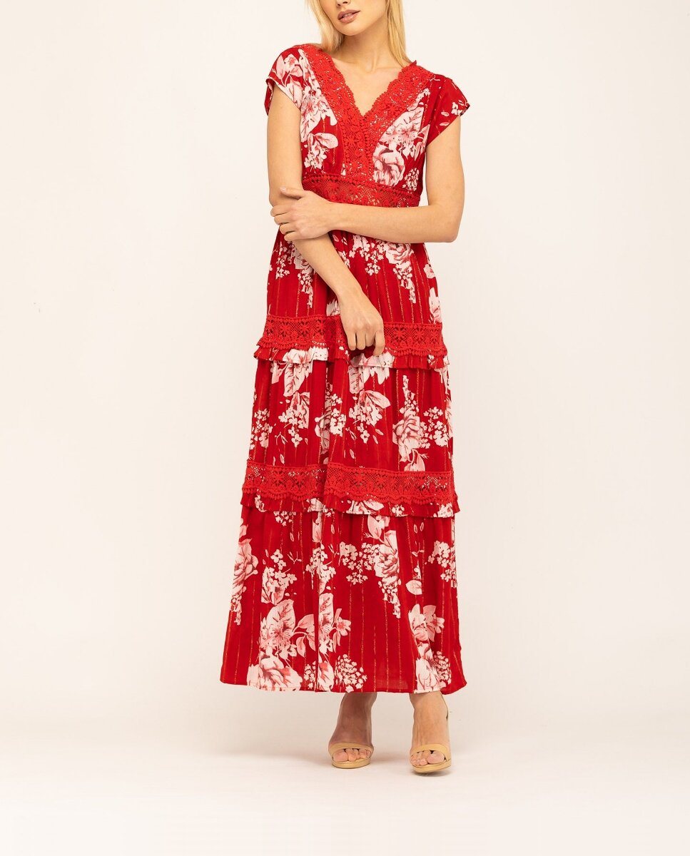 Imagen 0 de Vestido largo con flores bordadas Gardenia