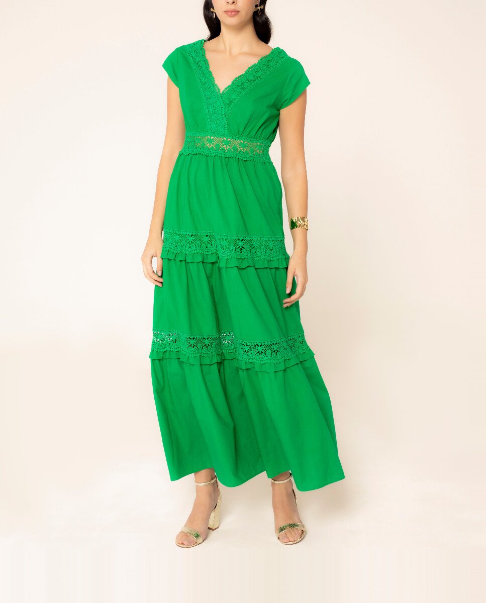 Imagen 0 de Vestido largo con detalles de encaje Elisa