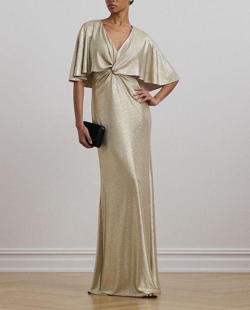 Imagen 0 de Vestido largo metalizado con capa