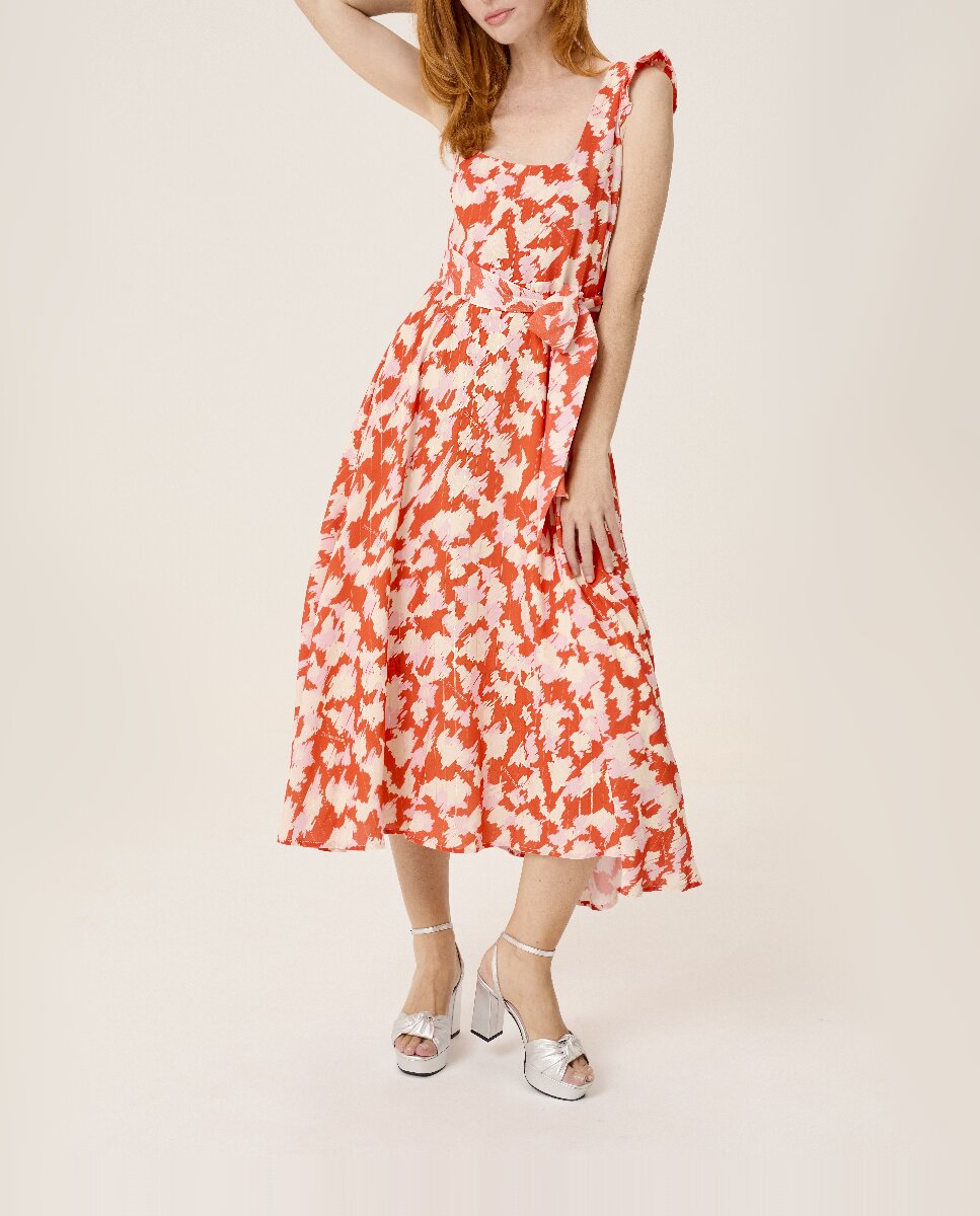 Imagen 0 de Vestido midi Zia estampado con lazada