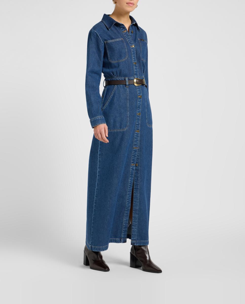 Imagen 0 de Vestido largo de mujer con bolsillos en el pecho