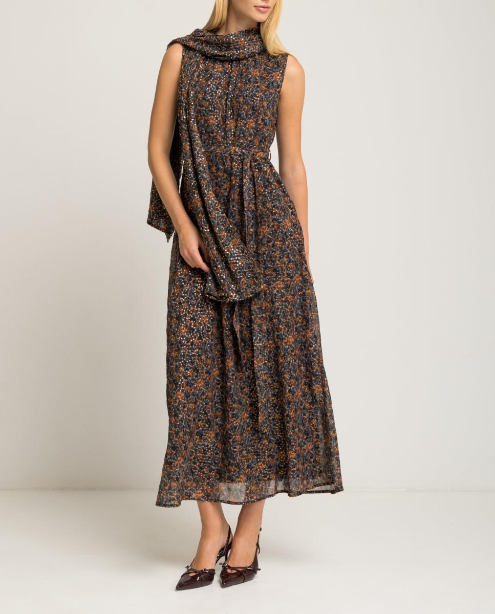 Imagen 0 de Vestido largo con estampado de flores sin mangas de mujer