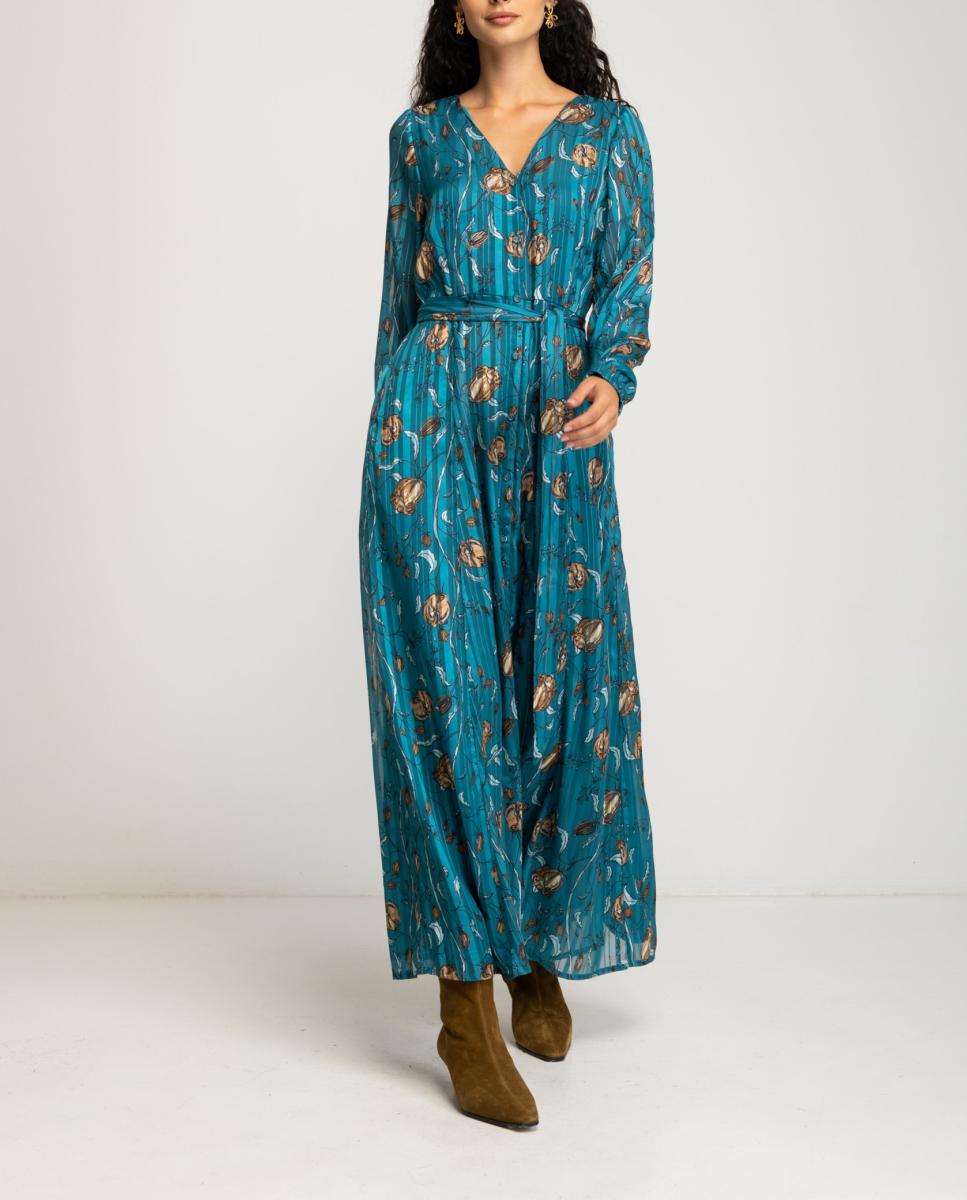 Imagen 0 de Vestido largo de manga larga estampado de mujer