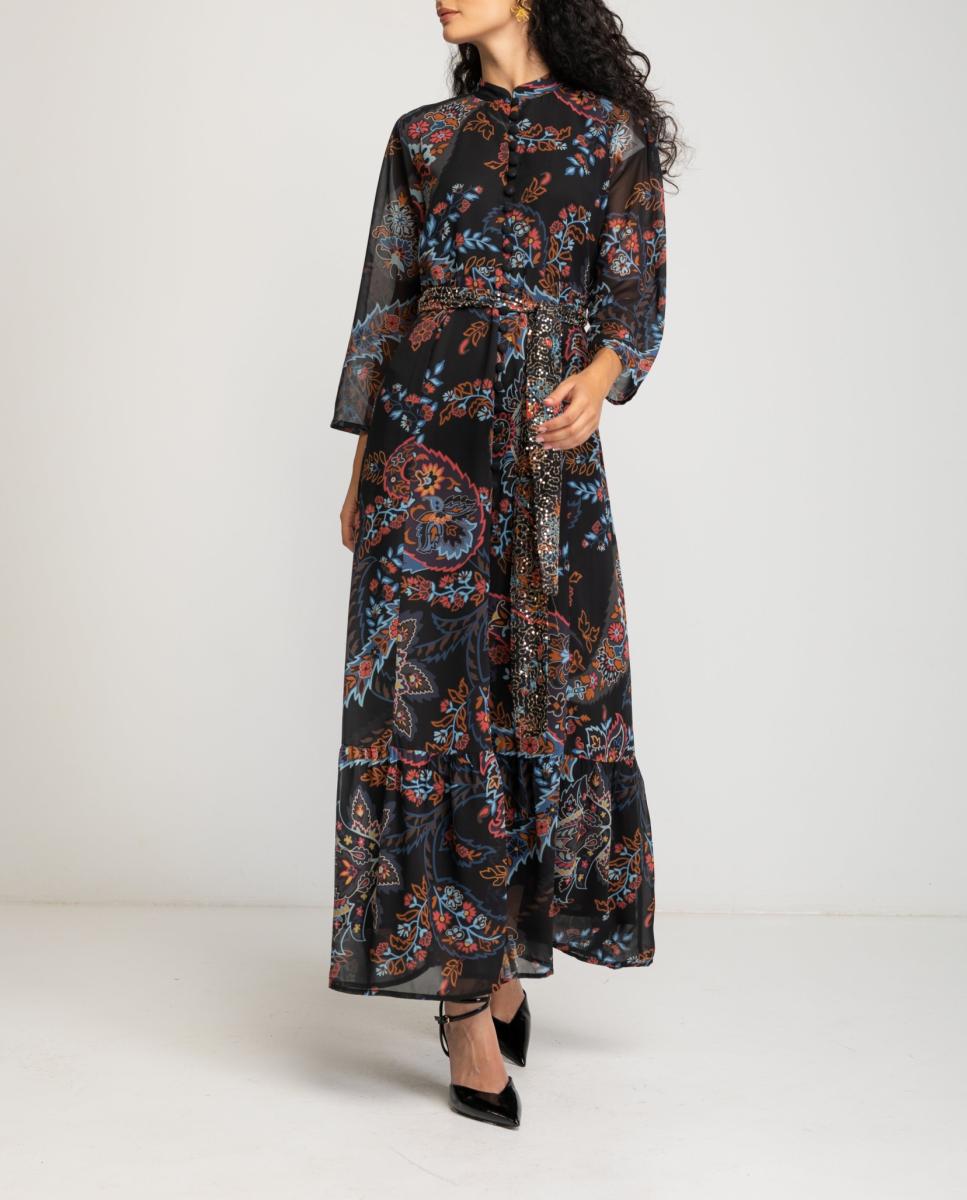 Imagen 0 de Vestido largo estampado con botones de mujer