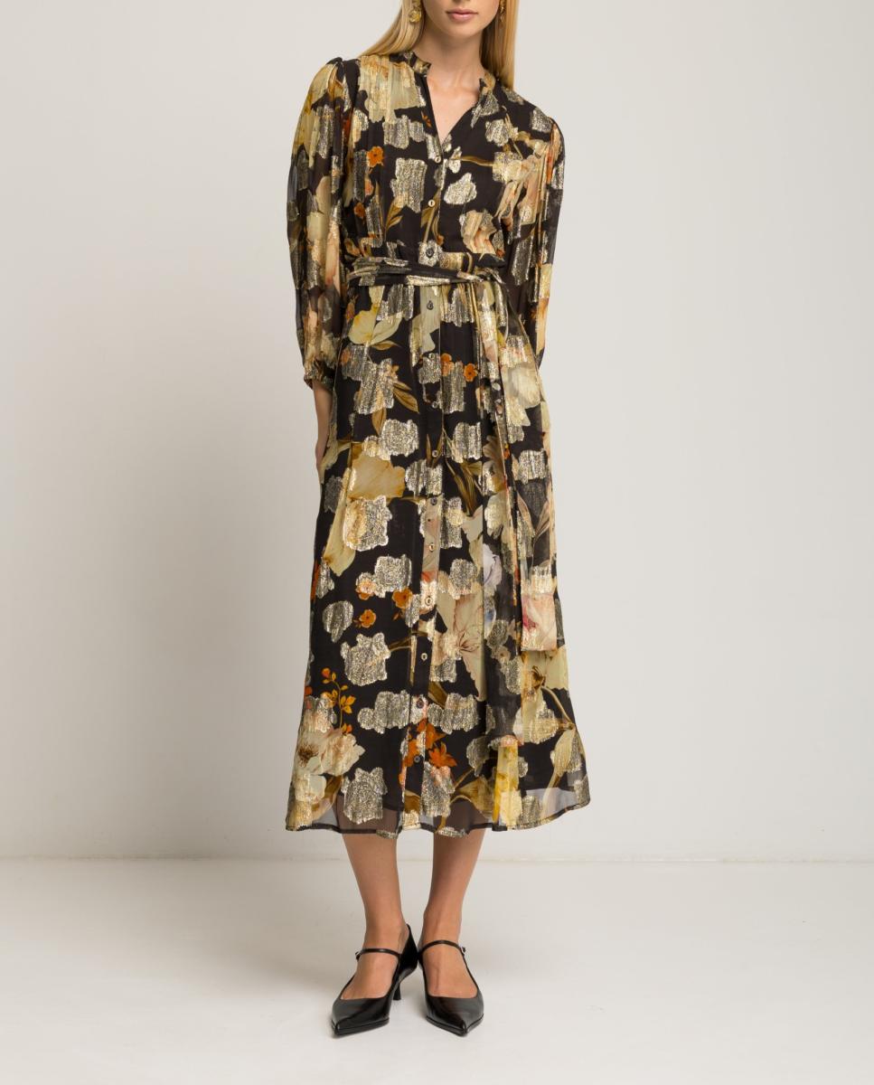 Imagen 0 de Vestido largo de manga larga y estampado floral de mujer