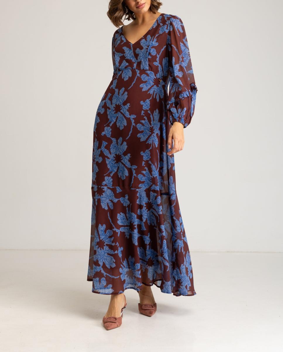 Imagen 0 de Vestido largo  con estampado de flores de mujer