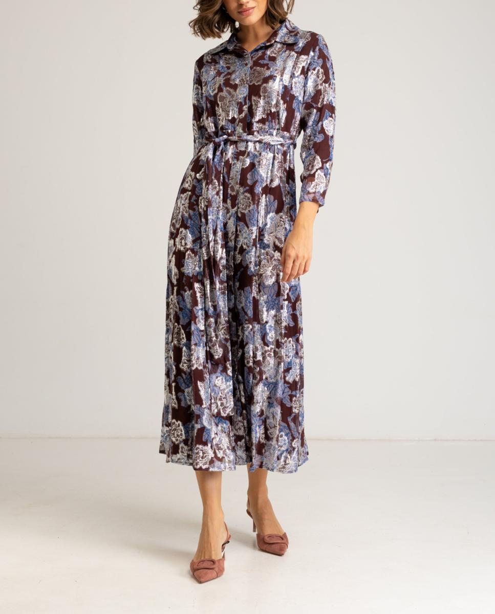 Imagen 0 de Vestido largo con estampado floral de manga larga de mujer