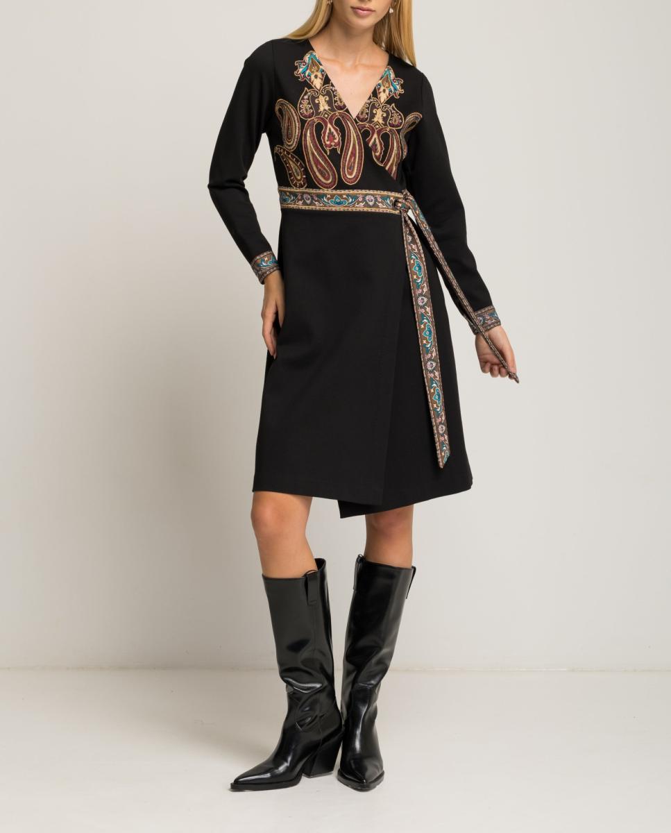 Imagen 0 de Vestido midi  con escote en pico cenefas de mujer