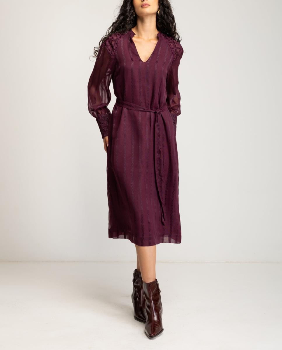 Imagen 0 de Vestido midi burdeos de mujer