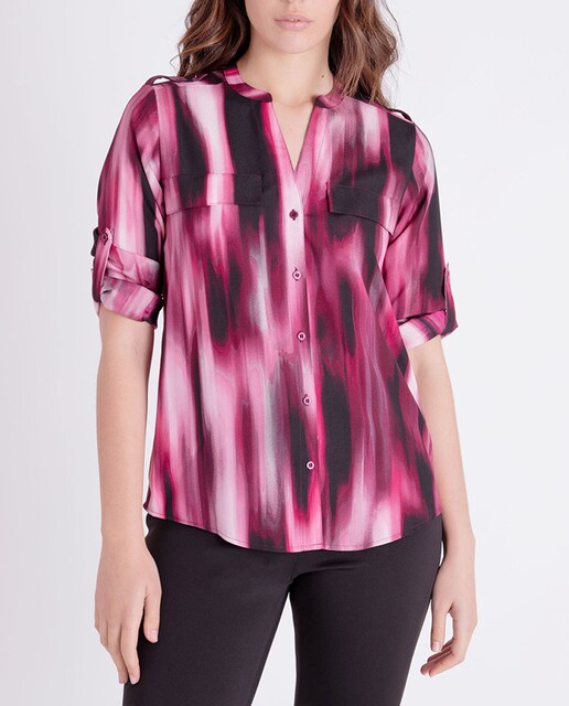 Imagen 0 de Camisa de mujer con bolsillos estampada