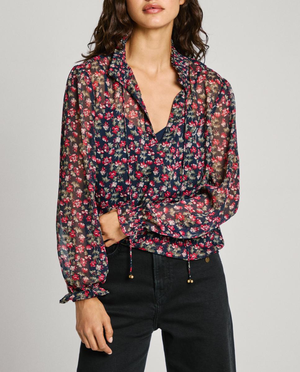 Imagen 0 de Blusa de mujer fluída manga larga