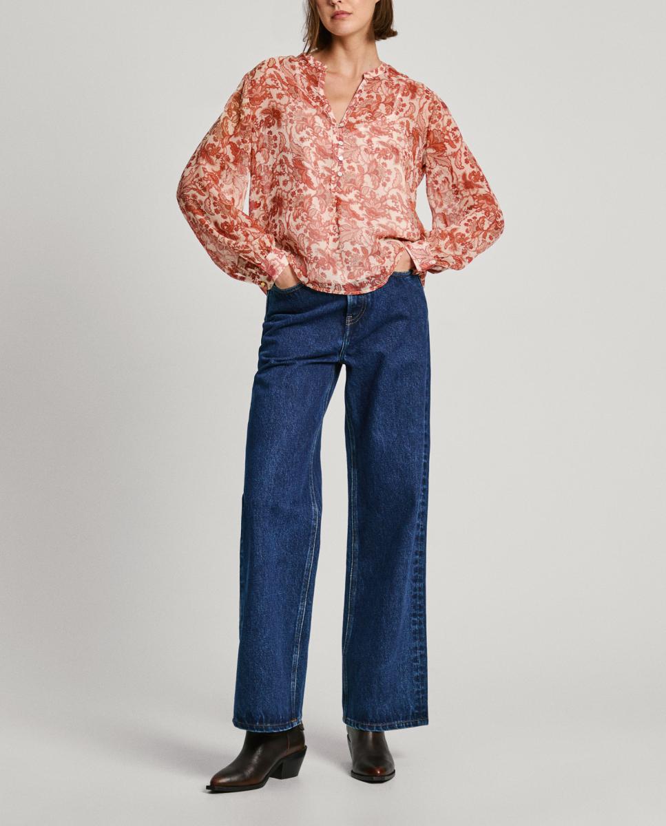 Imagen 0 de Blusa de mujer cuello mao estampado floral