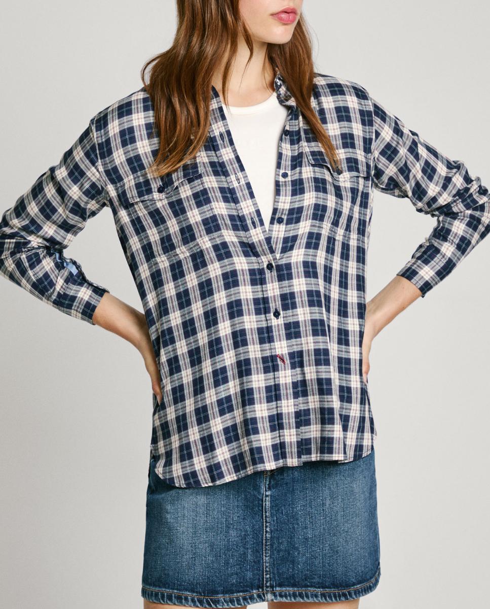 Imagen 0 de Camisa de mujer manga larga cuello camisero