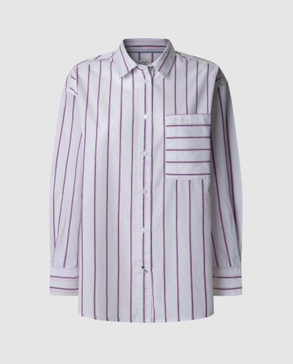 Imagen 0 de Camisa de mujer manga larga con rayas