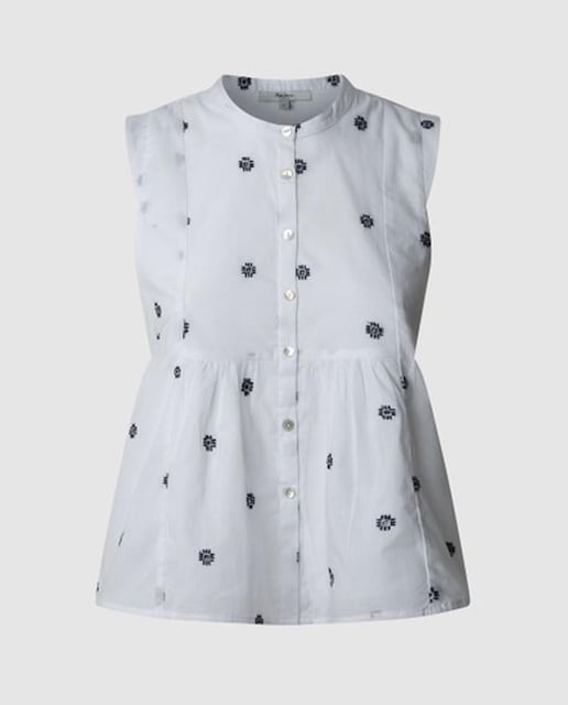 Imagen 0 de Camisa de mujer sin mangas con frunces