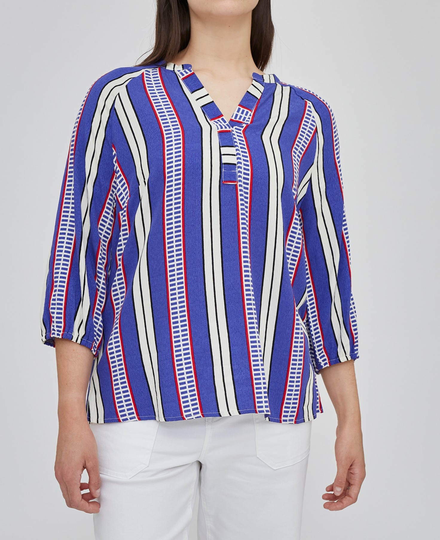 Imagen 0 de Blusa de mujer estampado rayas escote pico