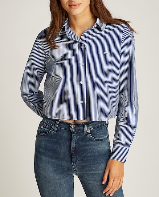 Imagen 0 de Camisa de mujer de cropped fit en tejido popelin