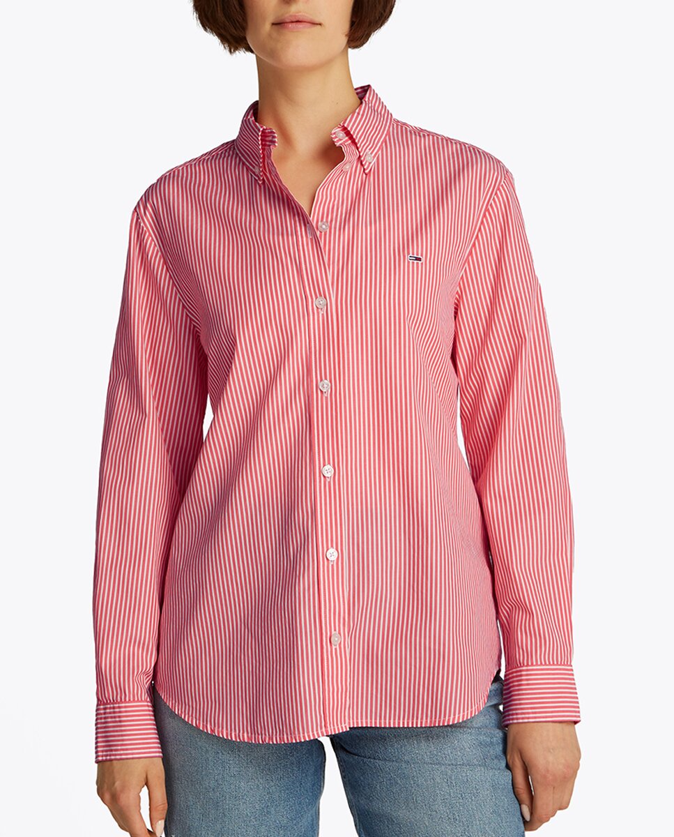 Imagen 0 de Camisa de mujer de popelín con diseño a rayas