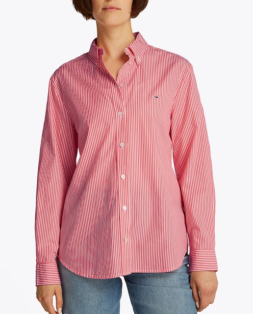 Imagen 0 de Camisa de mujer de popelín con diseño a rayas
