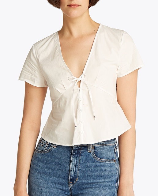 Imagen 0 de Blusa de mujer con fit ajustado y tejido popelín