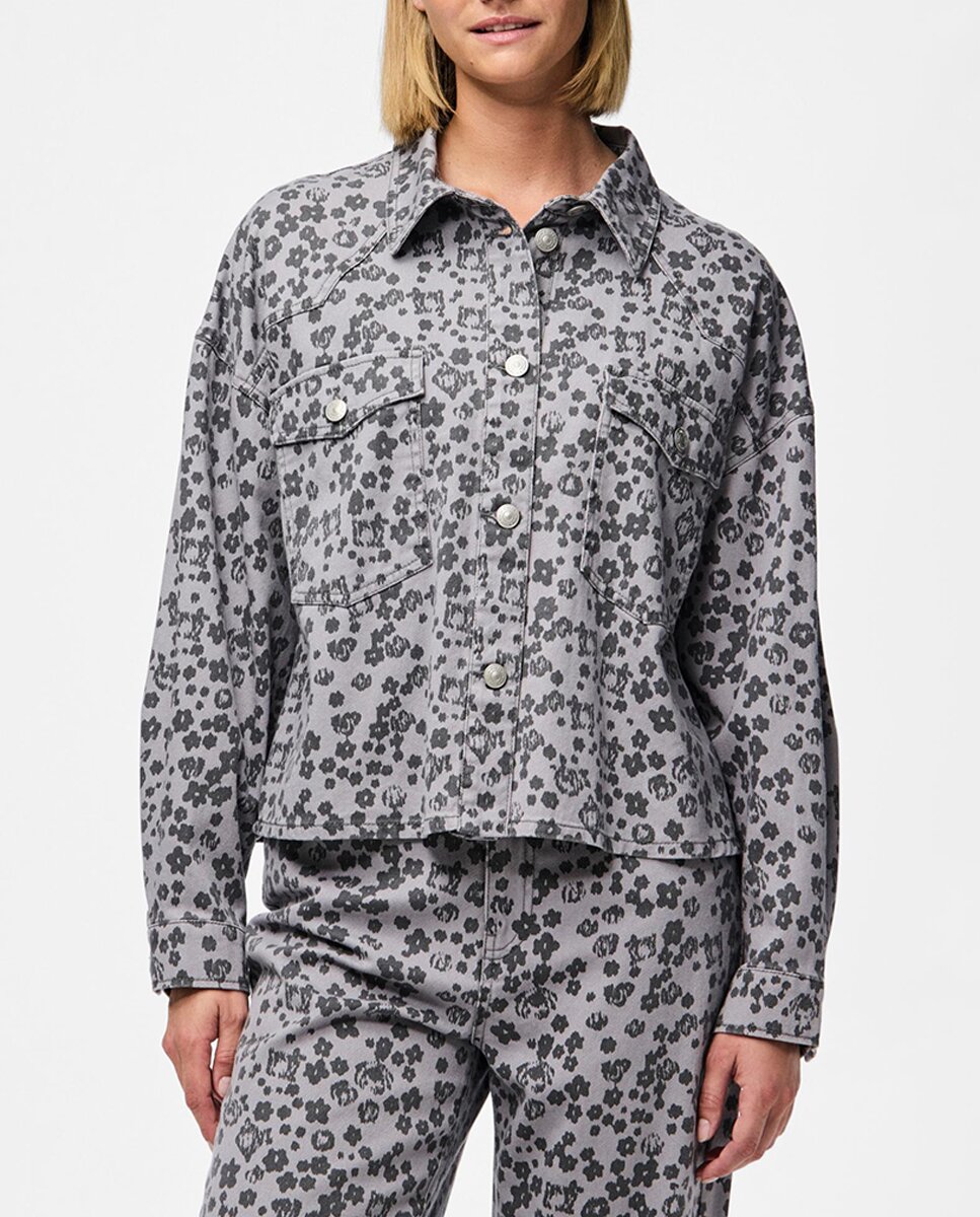 Imagen 0 de Camisa vaquera estampada de flores de mujer
