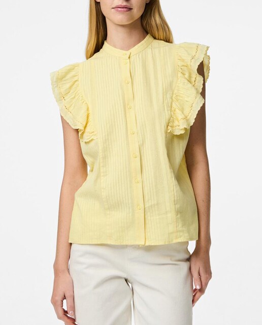 Imagen 0 de Blusa sin mangas con volantes de mujer