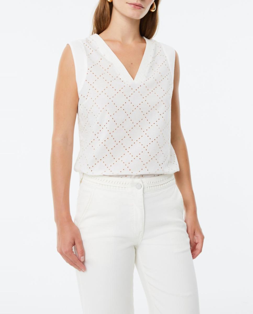 Imagen 0 de Blusa de mujer bordada sin mangas escote pico