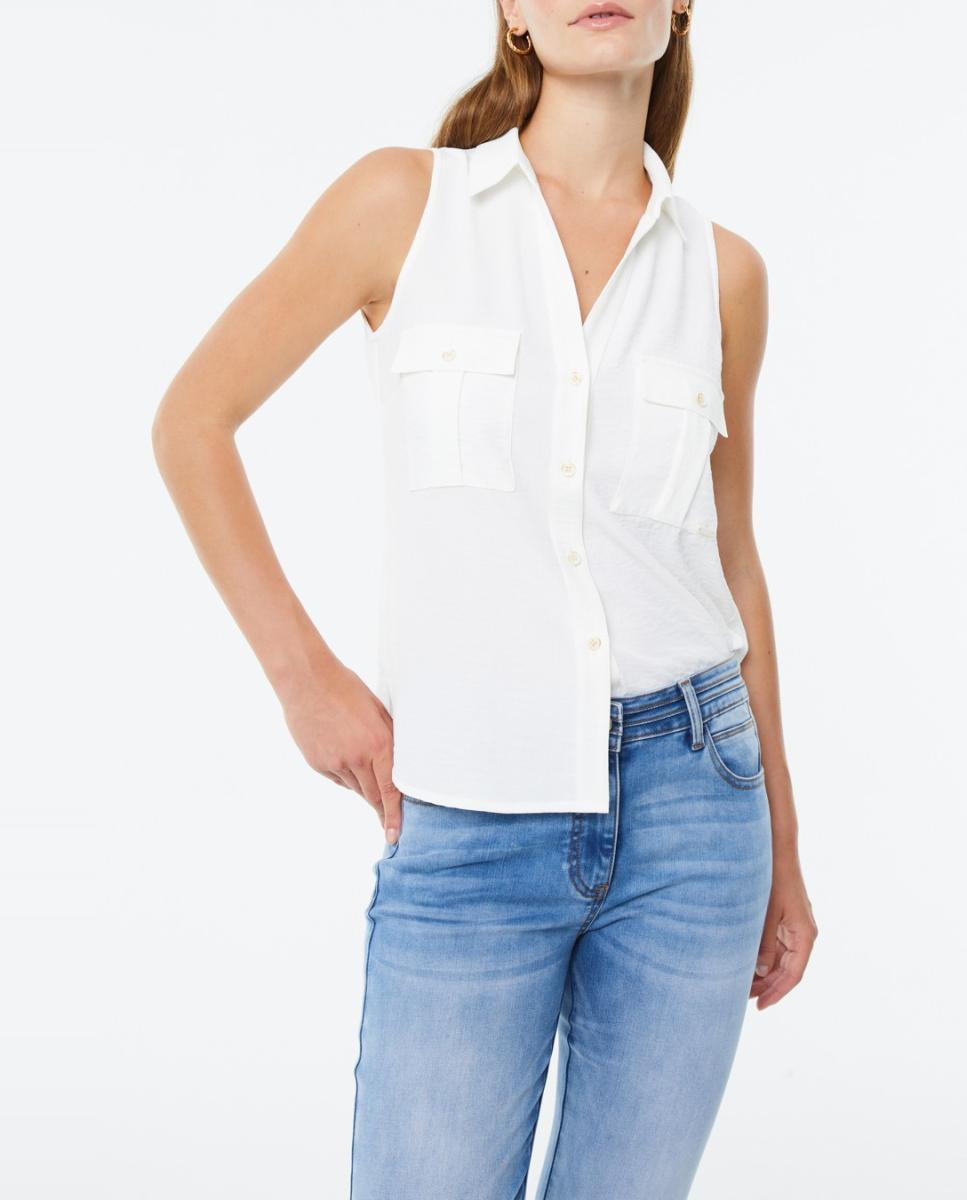 Imagen 0 de Camisa de mujer sin mangas cuello camisero