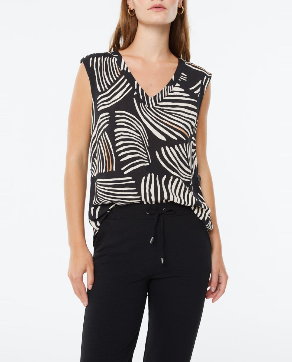 Imagen 0 de Blusa estampada de mujer sin manga escote pico