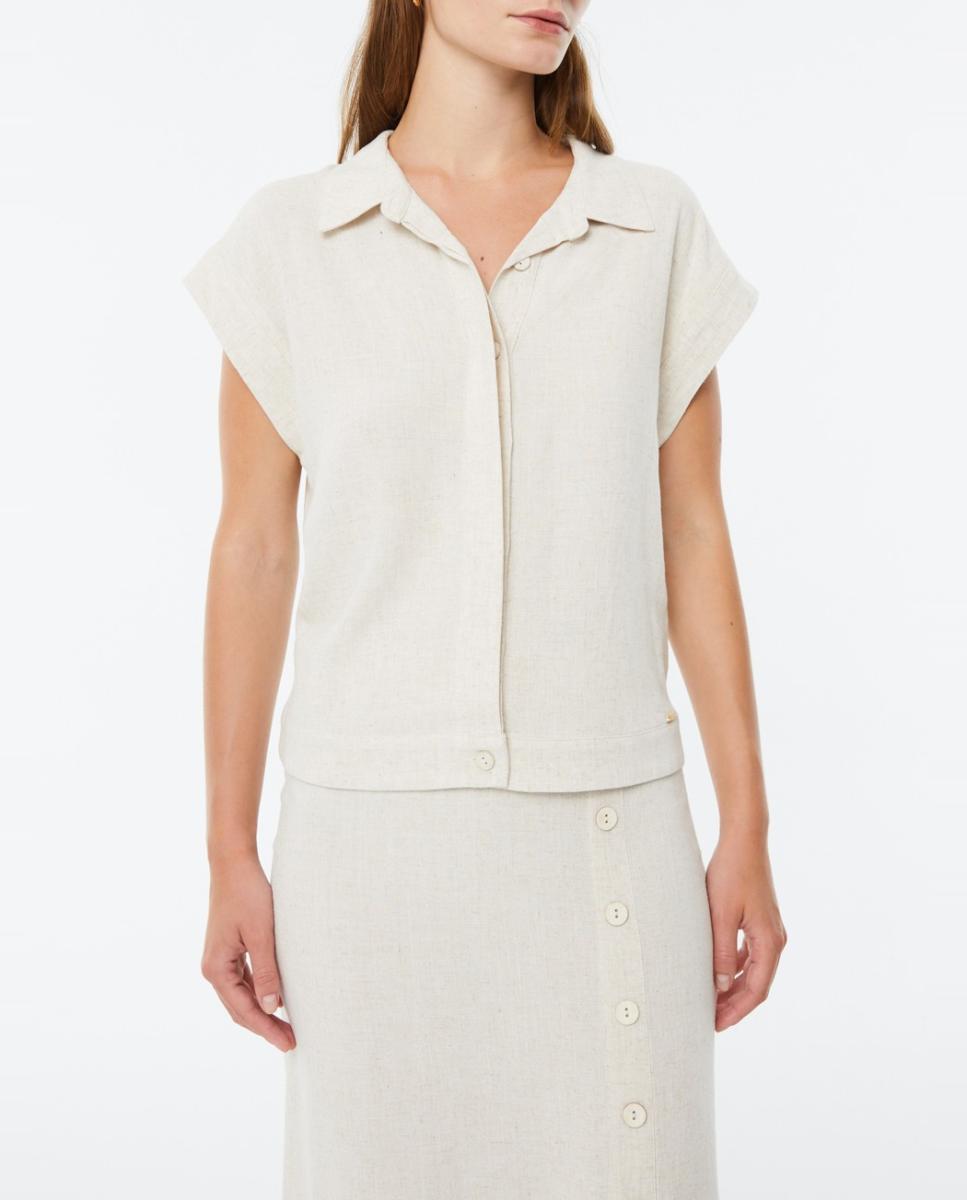 Imagen 0 de Camisa de mujer de manga corta cuello camisero