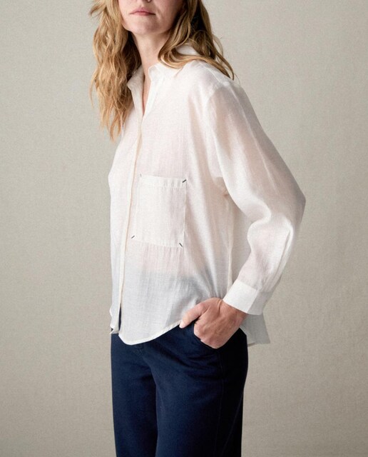 Imagen 0 de Camisa bolsillo pecho con atacados lino