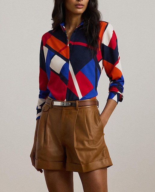 Imagen 0 de Camisa de mujer de manga larga con estampado geométrico
