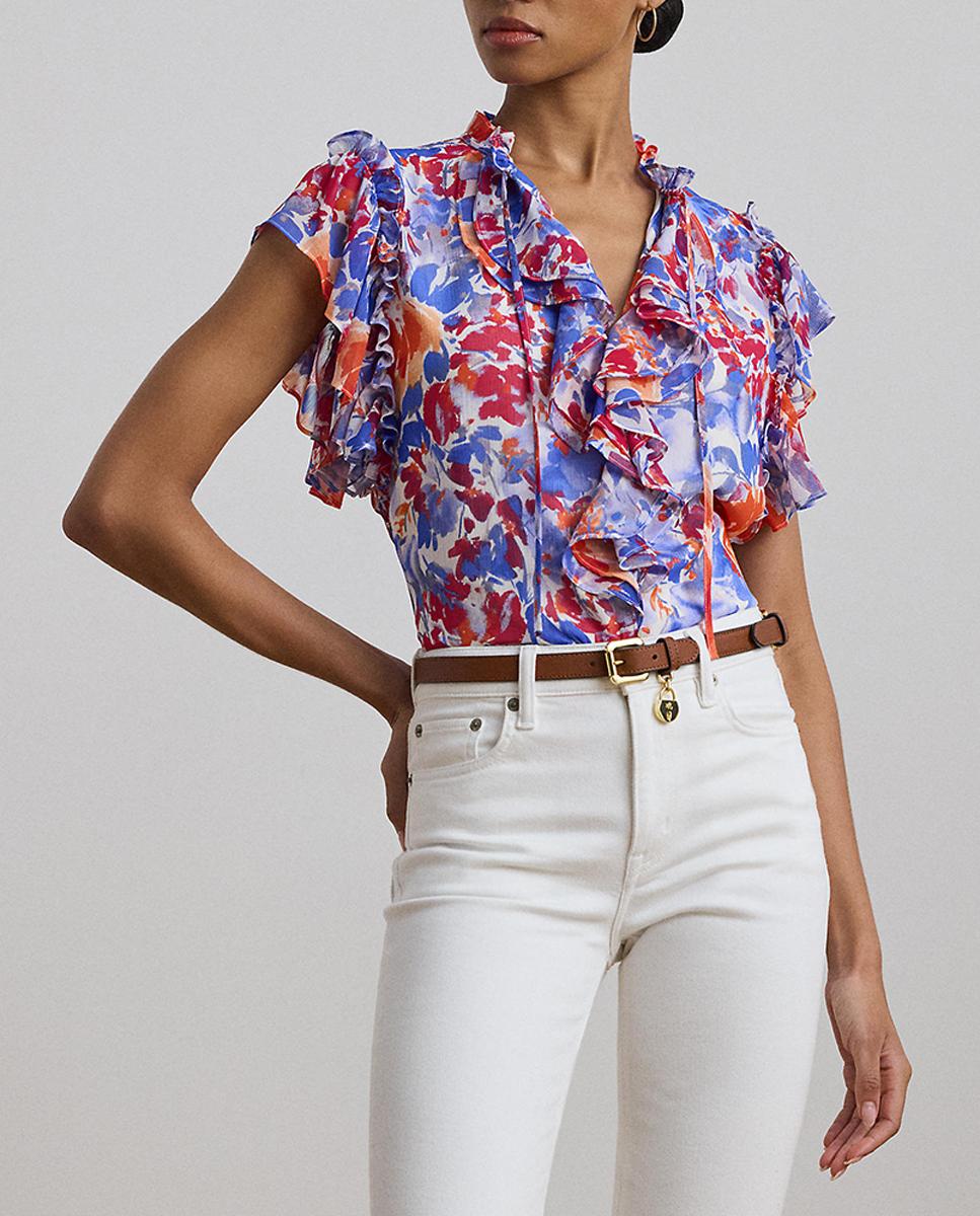 Imagen 0 de Blusa de mujer de manga corta con volantes