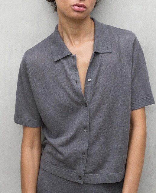 Imagen 0 de Polo de punto de mujer cuello camisero relaxed fit