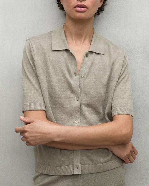 Imagen 0 de Polo de punto de mujer cuello camisero relaxed fit