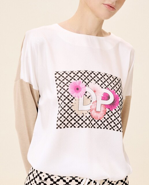 Imagen 0 de Blusa de mujer Tropez bicolor con dibujo frontal